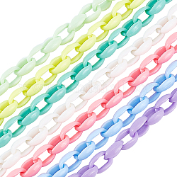 Pandahall elite 7 hebras 7 colores cadenas de cables acrílicas hechas a mano, para la fabricación de cadenas de bolsos, color mezclado, 16x11x6.5mm, aproximadamente 3.28 pie (1 m) / hilo, 1 hebra / color