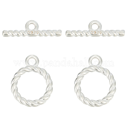 GOMAKERER 2 Pcs 925 Sterling Silver Toggle Clasps, Round Toggle T Bar Clasps Jewelry Connectors Ring Buckle Closure End Clasps Fastener Hook for DIY Jewelry Making
