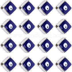 Perles en plastique émaillé ccb, de couleur métal platine , losange aux mauvais yeux, bleu, 16.5x13x5mm, 100 pcs / boîte