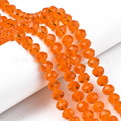 Chapelets de perles en verre, facette, rondelle, orange foncé, 10x8mm, Trou: 1mm, Environ 65~66 pcs/chapelet, 20.8~21.2 pouce (53~54 cm)