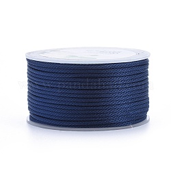 Cordons tressés en polyester, pour la fabrication de bijoux, bleu de Prusse, 2mm, environ 21.87 yards (20 m)/rouleau