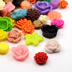Resin Cabochons, Flower, Mixed Color, 9~20x3~7mm