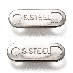 304 onglets de la chaîne de tranche en inox, ovale avec mot s.steel, couleur inoxydable, 11x4x0.5mm, Trou: 1.5~2mm