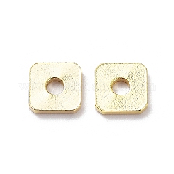 Perline di distanziatore in ottone,  cadmio& piombo libero, quadrato, vero placcato oro 24k, 6x6x1mm, Foro: 2 mm