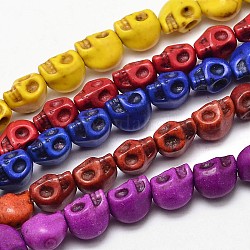 Dyed Synthetic Turquoise Bead Strands, Skull, Misty Rose, 10x8x10mm, Hole: 1mm, about 38~40pcs/strand, 15~15.5 inch