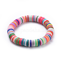 Stretch-Armbänder für die Tochter, mit handgemachten polymer clay heishi perlen, Muttertagsschmuck, Farbig, 1-3/8 Zoll (3.6 cm)