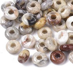 Perles européennes d'agate folle naturelle, Perles avec un grand trou   , rondelle, 10x4.5mm, Trou: 4mm