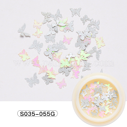 Paper Cabochons, Fashion Nail Art Decorations, Butterfly, Gainsboro, 3~5x5~7x0.1mm, 50pcs/box