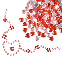 2 цвет имитация тайваньских акриловых кабошонов со стразами, плоская спина и гранеными, сердце, разноцветные, 10x10x3 мм, 2 цветов, 150 шт / цвет, 300 шт / коробка