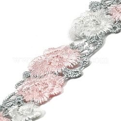 15 Yard Blumen-Polyester-Spitzenband, flacher floraler Spitzenbesatz, für Bekleidungszubehör, rosa, 7/8 Zoll (22 mm)