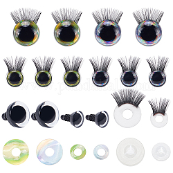 Pandahall Elite 16 набор 4 стильных пластиковых кукольных глаз и ресниц, аксессуары для макияжа кукольных глаз, для изготовления кукол своими руками, разноцветные, 22~31x13~21 мм, 4 комплект / стиль