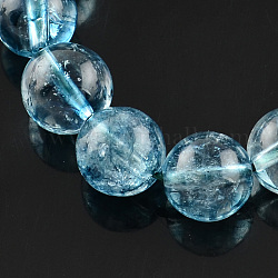 Natural Crackle Quartz Beads Strands, Dyed, Round, Light Sky Blue, 8~9mm, Hole: 1mm, about 46pcs/strand, 15.3 inch
