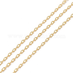 Brass Cable Chains, Long-Lasting Plated, Soldered, with Spool, Cadmium Free & Lead Free, Real 18K Gold Plated, 2.3x1.5x0.6mm