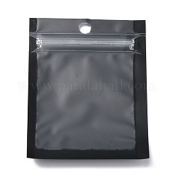 Sac de fermeture à glissière en plastique, sacs de rangement, sac auto-scellant, joint haut, avec fenêtre et trou de suspension, rectangle, noir, 8x6x0.2 cm, épaisseur unilatérale : 3.1 mil (0.08 mm)
