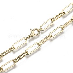 Cadenas de clip de latón, Elaboración de collar de cadenas de cable alargadas dibujadas, con cierre de langosta, la luz de oro, 17.71 pulgada (45 cm) de largo, link: 5x15 mm, anillo de salto: 5x1 mm