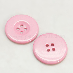 Botones de resina, teñido, plano y redondo, rosa, 11x2mm