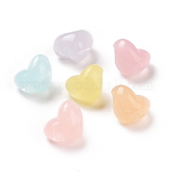 Perles acryliques de style imitation gelée, cœur, couleur mixte, 14x18.5x13.5mm, Trou: 3.5mm, environ 215 pcs/500 g
