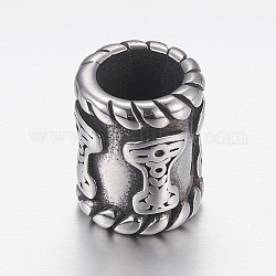 304 Stainless Steel Beads, Column, Antique Silver, 15x12mm, Hole: 8mm
