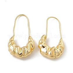 Латунные серьги-кольца с круассаном для женщин, золотые, 36x19.5x7 мм, штифты : 0.9 мм