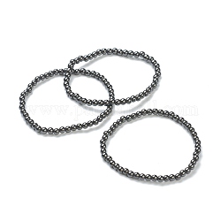 Synthetic Non-magnetic Hematite Beaded Stretch Bracelets, Round, Beads: 4~5mm, Inner Diameter: 2-1/4 inch(5.65cm)