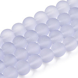 Transparent Glass Bead Strands, Frosted, Round, Lilac, 8mm, Hole: 1~1.6mm, about 99pcs/strand, 31.4 inch