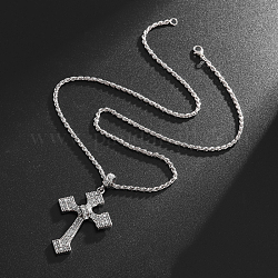 Colliers à pendentif en strass aolly, croix, platine, 23.62 pouce (60 cm)
