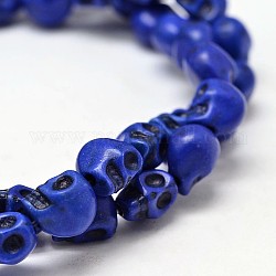 Dyed Synthetic Turquoise Bead Strands, Skull, Medium Blue, 8x6x7mm, Hole: 1mm, about 48~49pcs/strand, 15.3~15.5 inch