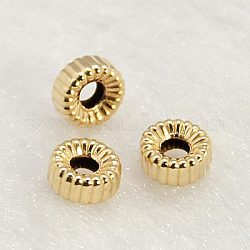 Yellow Gold Filled Corrugated Beads, 1/20 14K Gold Filled, Cadmium Free & Nickel Free & Lead Free, Rondelle, 4x2mm, Hole: 1mm