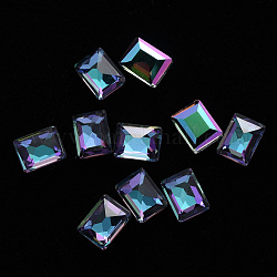 Rectangle Transparent Glass Cabochons, Nail Art Decoration Accessories, Faceted, Colorful, 8x6x3.5mm