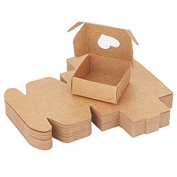 Boîtes à bijoux en carton kraft, carré avec coeur, chameau, boîte: 5.5x5.5x2.5cm