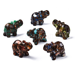 Ornamento modello elefante assemblato in bronzo naturale e diaspro imperiale sintetico, per decorazioni da scrivania per la casa, colore misto, 52~53x36~37x24mm