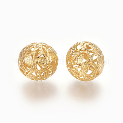 Perlas de filigrana de hierro, redondo, la luz de oro, 20x19mm, agujero: 1.6 mm