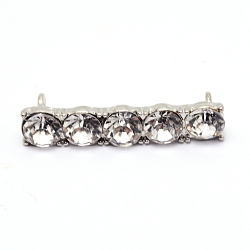 Zinc Alloy Crystal Rhinestone Shoe Buckle Clips, for Shoes Decoration, Platinum, 8x41.5x12mm, Hole: 3.5mm