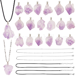 SUNNYCLUE DIY Natural Amethyst Pendant Necklaces Making Kits, include Waxed Cotton Cord Necklace Makings, 304 Stainless Steel Necklaces, Platinum, Necklace Makings: 18.7 inch/17.7 inch, 20pcs/set