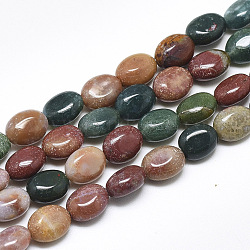 Natural Indian Agate Beads Strands, Oval, 8x6x4mm, Hole: 1mm, about 49~50pcs/strand, 14.5 inch~14.7 inch