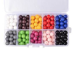 1 boîte 10-couleur perles rondes Mashan naturelle de jade, teinte, couleur mixte, 8mm, Trou: 1mm, à propos 18pcs / couleur, 180 pcs / boîte