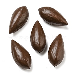 Cabochons décodés en résine opaque, imitation de noix, mais de pin, brun coco, 25.5x12x10.5mm