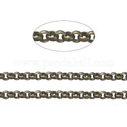 Латунные цепи Роло, отрыгивающие цепи, пайки, с катушкой, без кадмия, без никеля и без свинца, античная бронза, 1.5x0.6 мм, около 16.4 фута (5 м) / мешок