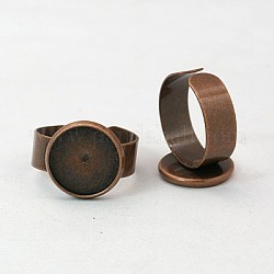 Manguitos de anillo de latón, bases del anillo almohadilla, para anillos de la vendimia que hacen, sin plomo y cadmio, cobre rojo, 18mm, 14mm