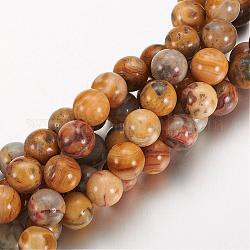 Ágata loca naturales hebras de perlas reronda, 8mm, agujero: 1 mm, aproximamente 24 pcs / cadena, 7.5 pulgada