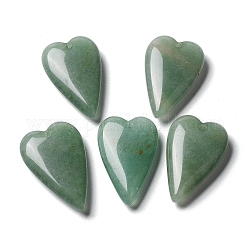 Colgantes naturales aventurina verde, encantos del corazón del amor, 38.5~39.5x25~25.5x9mm, agujero: 1.8 mm