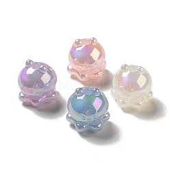 Perles acryliques lumineuses, de couleur plaquée ab , glitter, pieuvre, couleur mixte, 17.3x16.1mm, Trou: 3.5mm