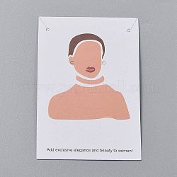 Cartes d'affichage de bijoux en carton, pour suspendre la boucle d'oreille et le collier, rectangle, Modèle féminin, Sandy Brown, 9x6x0.05 cm, trou: 0.2 cm