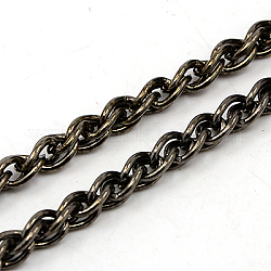 Iron Wheat Chains, Foxtail Chain, Unwelded, with Spool, Twist Oval, Gunmetal, 5x4x1mm, about 164.04 Feet(50m)/roll