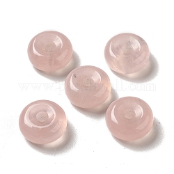 Pendenti europei in quarzo rosa naturale, ciondoli per disco ciambella/pi, Ciondoli di grandi dimensioni, 16~17x6~7mm, Foro: 3~3.5 mm