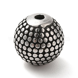 Perles en 304 acier inoxydable, ronde, argent antique, 9x9.5mm, Trou: 1.6mm