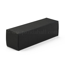 Caja de papel kraft plegable, para envases de pintalabios, Rectángulo, negro, 15.9x5x0.15 cm