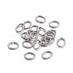 304 Edelstahl offenen Ringe springen, Oval, Edelstahl Farbe, 22 Gauge, 4.5x3.5x0.6 mm, Innendurchmesser: 3x2 mm, ca. 434 Stk. / 10 g