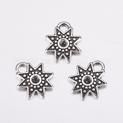 Star Tibetan Style Pendant Rhinestone Settings, Lead Free, Cadmium Free and Nickel Free, Antique Silver, 14x12x2.5mm, Hole: 2mm, Fit for 2mm rhinestone