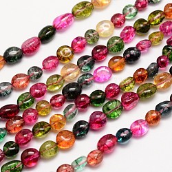 Natürliche Knistern Quarz Perlenstränge, getrommelt Stein, gefärbt, Nuggets, Farbig, 8~10x8~10 mm, Bohrung: 1 mm, etwa 15.74 Zoll